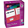 Avery® Letter Pocket Folder - 8 1/2" x 11" - 40 Sheets Capacity - 2 Internal Pocket - Embossed Paper - Assorted - Embossed - 25/Box - 5 / Carton 1 thumbnail image