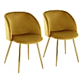 LumiSource Fran Dining Chairs, Chartreuse/Gold, Set Of 2 Chairs