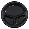 JAM PAPER Plastic 3 Compartment Divided Plates, Large, 10 1/4 inch, Black, 20/Pack  1 thumbnail image