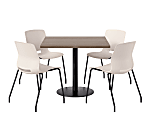 KFI Studios Proof Cafe Pedestal Table With Imme Chairs, Square, 29”H x 42”W x 42”W, Studio Teak Top/Black Base/Moonbeam Chairs 1 thumbnail image
