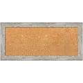 Amanti Art Rectangular Non-Magnetic Cork Bulletin Board, Natural, 34” x 16”, Dove Graywash Narrow Plastic Frame