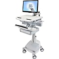 Ergotron StyleView Cart with LCD Arm, SLA Powered, 1 Drawer - 1 Drawer - 37 lb Capacity - 4 Casters - Aluminum, Plastic, Zinc Plated Steel - White, Gray, Polished Aluminum