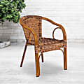 Flash Furniture Cadiz Rattan Restaurant Patio Chair, Burning Brown Rattan/Dark Red Bamboo