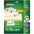 Avery® TrueBlock® Extra-Large Permanent Inkjet/Laser File Folder Labels, 5026, 15/16" x 3 7/16", Assorted Colors, Pack Of 450