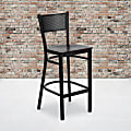 Flash Furniture Metal Restaurant Barstool With Grid Back, Mahogany/Black