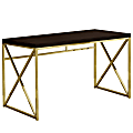Monarch Specialties Lynn 48"W Computer Desk, Espresso/Gold 1 thumbnail image