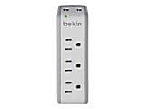 Belkin 3 Outlet Home and Office Surge Protector Wall Mountable with 2 USB-A ports - 918 Joules - White - 3 x AC Power, 2 x USB Type A - 1800 VA - 918 J - Wall Mountable