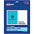Avery® Print-To-The-Edge Labels With Sure Feed® Technology And Easy Peel® Label Feature, 94103-BBP40, Square, 1" x 1", Matte Bright Blue, Pack of 1920 1 thumbnail image