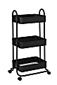 Realspace® Mobile 3-Tier Storage Cart, 35-5/8"H x 17-15/16"W x 14-5/16"D, Black 1 thumbnail image