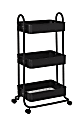 Realspace® Mobile 3-Tier Storage Cart, 35-5/8"H x 17-15/16"W x 14-5/16"D, Black
