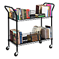 Safco® Double-Sided 2-Shelf Wire Book Cart, 40 1/2"H x 44"W x 18 3/4"D, Black