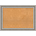 Amanti Art Non-Magnetic Cork Bulletin Board, 42" x 30", Natural, Parlor Silver Plastic Frame
