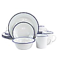 Martha Stewart 16-Piece Fine Ceramic Dinnerware Set, White