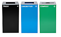Alpine Industries Stainless-Steel Open Top Compost, Cans/Bottles And Trash Can Set, 30”H x 16-15/16”W x 16-15/16”D, Black/Blue/Green - ALP4450BLKKIT25 1 thumbnail image