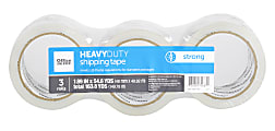 Office Depot® Brand Heavy Duty Shipping Packing Tape,  1.89" x 54.6 Yd., Crystal Clear, Pack Of 3 Rolls