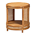 bali & pari Louis Modern Bohemian Rattan Round End Table, 22"H x 20"W x 20"D, Gray