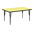 Flash Furniture 48''W Rectangular Thermal Laminate Activity Table With Short Height-Adjustable Legs, Yellow