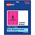 Avery® Print-To-The-Edge Labels With Sure Feed® Technology, 94116-NMP10, Lollipop, 1-1/2" x 4", Matte Neon Magenta, Pack of 80 1 thumbnail image