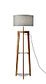 Adesso® Henderson Shelf Floor Lamp, 60"H, Light Gray Shade/Natural Ash Base 1 thumbnail image