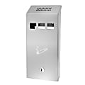 Alpine Rectangular Steel Wall-Mounted Cigarette Disposal Tower, 12-1/4"H x 5-1/2"W x 2-5/16"D, Stainless Steel 1 thumbnail image