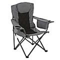 Arrowhead Outdoor™ Portable Canvas Folding Outdoor Furniture Camping Quad Chair With 6-Can Armrest Cooler, Granite Gray/Black 1 thumbnail image