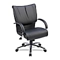 Lorell™ Leather Mid-Back Dacron Filled Cushion Chair, 42 1/2"H x 27"W x 27"D, Chrome Frame, Black Leather