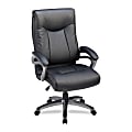 Lorell® Ergonomic Bonded Leather High-Back Chair, Black/Gun Metal