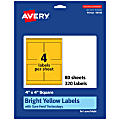 Avery® Printable Labels With Sure Feed® Technology, 94100-BYP80, Square, 4" x 4", Matte Bright Yellow, Pack of 320 1 thumbnail image