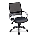 Lorell® Mid-Back Bonded Leather/Mesh Task Chair, Black/Silver 1 thumbnail image