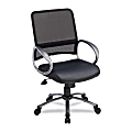 Lorell® Mid-Back Mesh/Bonded Leather Task Chair, Black/Silver