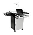 Luxor 23-3/4" Multimedia Workstation With Locking Cabinet, 33-1/4"H x 25"W x 19-1/4"D, White/Black