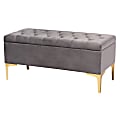 Baxton Studio Glam And Luxe Velvet Tufted Storage Ottoman With Metal Legs, Gray/Gold 1 thumbnail image