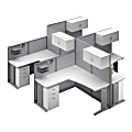 Bush® Business Furniture Office in an Hour 4-Person L-Shaped Cubicle Desks With Storage, Drawers And Organizers, Pure White, Standard Delivery 1 thumbnail image