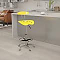 Flash Furniture Vibrant Chrome Drafting Stool with Tractor Seat, Orange-Yellow/Chrome