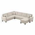 Bush® Furniture Stockton 128"W U-Shaped Sectional Couch With Reversible Chaise Lounge, Cream Herringbone, Standard Delivery