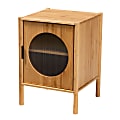 Baxton Studio Naresh Mid-Century Modern Transitional Bamboo Wood 1-Door End Table, 22”H x 15-3/4”W x 15-3/4”D, Natural Brown