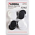 Lorell Plastic Cap Magnetic Paper Clips - Round - 1 / Pack - Black, White