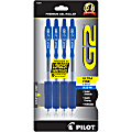 Pilot G2 Premium Gel Roller Pens, Ultra-Fine Point, 0.38 mm, Clear Barrels, Blue Ink, Pack Of 4 Pens