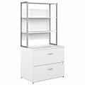 Bush Business Furniture Hybrid 35-11/16"W x 23-3/8"D Lateral 2-Drawer File Cabinet With Shelves, White, Standard Delivery 1 thumbnail image