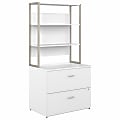 Bush Business Furniture Hybrid 24"D Lateral 2-Drawer File Cabinet With Shelves, White, Delivery