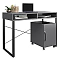 Realspace® Bexler 42”W Computer Desk With Mobile Cart, Gray/Black