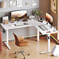 Bestier 63"W Electric Adjustable-Height L-Shaped Standing Desk, White 1 thumbnail image