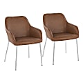 LumiSource Daniella Contemporary Dining Chairs, Camel/Chrome, Set Of 2 Chairs