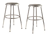 National Public Seating 6400 Series Adjustable Vinyl-Padded Science Stools, 25 - 32-1/2"H, Gray, Pack Of 2 Stools