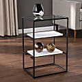 SEI Furniture Paignton Glass-Top Rectangle End Table with Storage, 23-1/2”H x 15-3/4”W x 11-3/4”D, Black/Clear