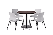 KFI Studios Midtown Pedestal Round  Table Set With Armless Chairs, 31-3/4”H x 22”W x 19-3/4”D, Cafelle Top/Black Base/Light Gray Chairs, 840031938923 1 thumbnail image