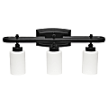 Lalia Home Essentix Contemporary 3-Light Vanity, 5-1/2"W, Opaque White/Black
