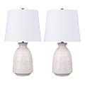 LumiSource Claudia Contemporary Accent Lamps, 20”H, White Shade/Off-White Base, Set Of 2 Lamps 1 thumbnail image