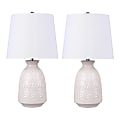 LumiSource Claudia Contemporary Accent Lamps, 20”H, White Shade/Off-White Base, Set Of 2 Lamps
