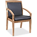 Lorell® Bonded Leather/Wood Guest Chair With Sloping Arms, Black/Walnut 1 thumbnail image